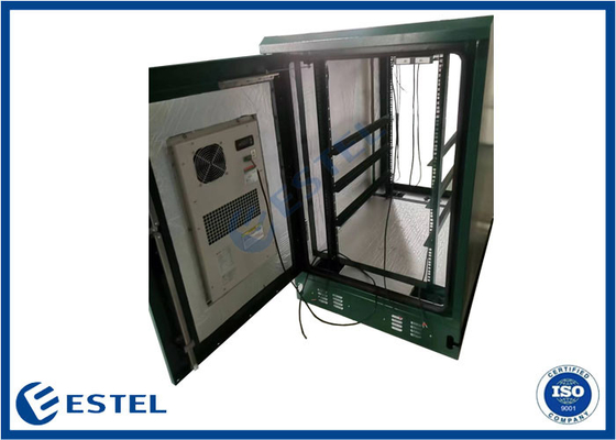 फ्लोर माउंटेड 19 इंच रैक IP55 आउटडोर टेलीकॉम कैबिनेट 500W एयर कंडीशनर के साथ